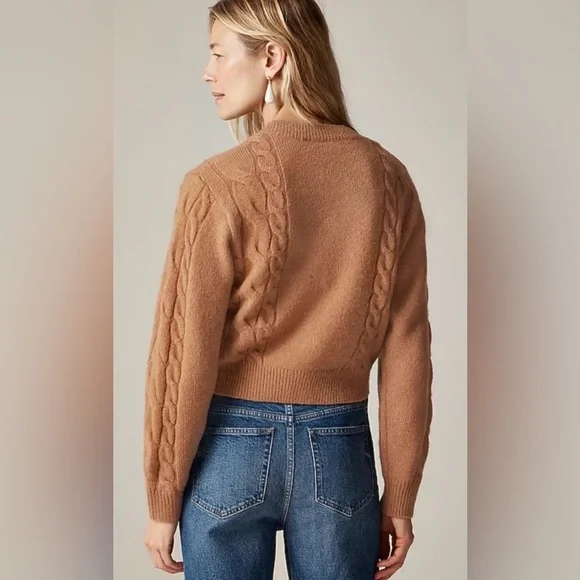 J.Crew Cable-knit cardigan sweater in burgundy - Picture 5 of 11